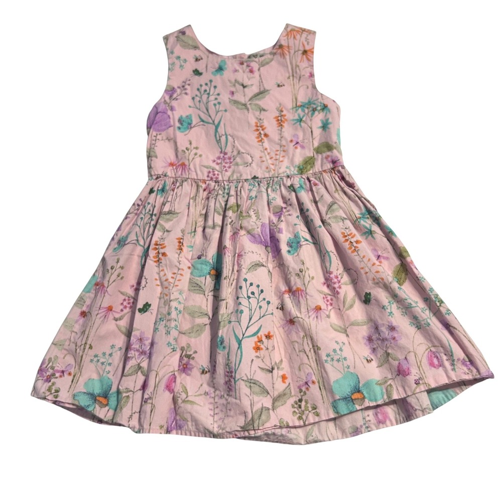 Next UK Girls Pink‎ Floral Cotton Dress Size 4-5 Years Whimsical Cottage Core